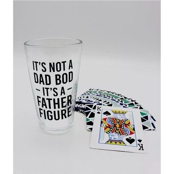 TMD HOLDINGS Dad Body Father Figure Craft Pint Glass and Jumbo Playing Cards Set - Picture 2 of 2